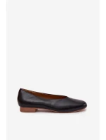 Dámské eko kožené baleríny na plochém podpatku model 21836931 – černé - Kesi