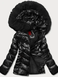 KRÓTKA KURTKA DAMSKA Z FUTERKIEM CZARNA model 21244612 - YES!PINK