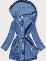 Volná dámská džínová bunda ve světle modré denimové barvě (POP7120-K)