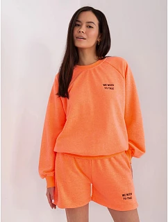 Dámská tepláková souprava s fluo oranžovými šortkami (813)