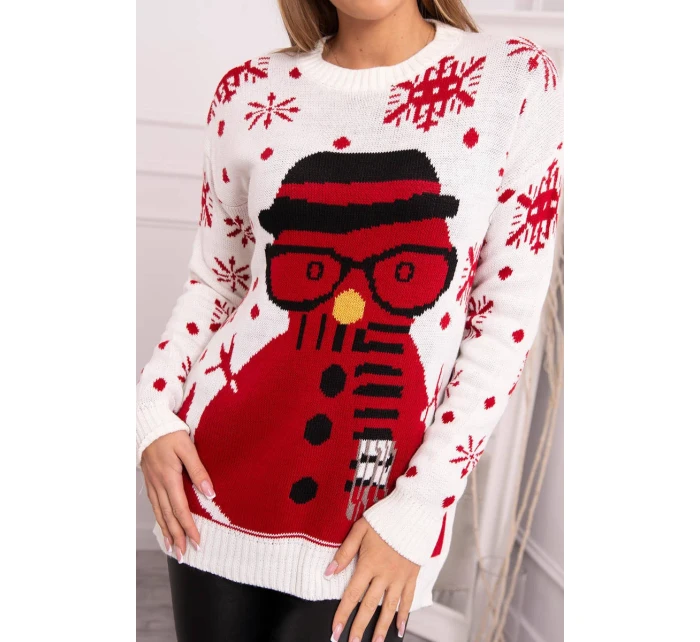 Vánoční svetr se sněhulákem v barvě ecru
