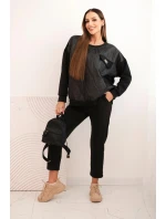 Dámský komplet z viskózy s prošívanou mikinou a kalhotami černý Dámský komplet z viskózy s prošívanou mikinou a kalhotami černý