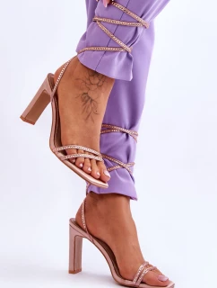 Elegantní vázané sandály s kamínky Nude Nessy