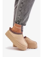 Nízké dámské sněhule s výšivkou na platformě světle béžové model 21676491 - Boto