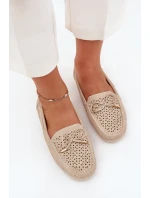 Dámské mokasíny s perforovaným vzorem a šněrováním béžové Mirisa