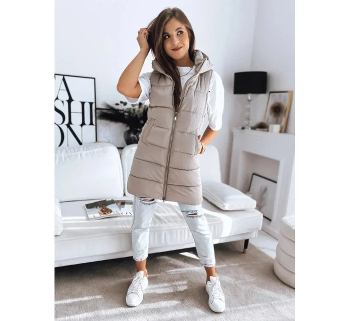 Dámská prošívaná vesta béžová  model 20182832 - Dstreet