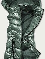 Lesklá zelená vesta s kapucí (B8025-10)