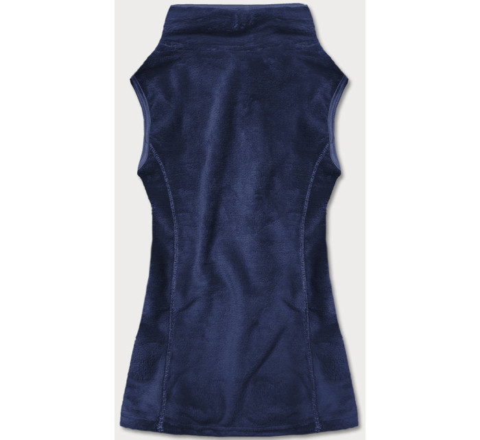 Tmavě modrá plyšová dámská vesta (HH003-50)