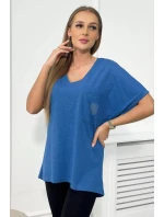 Bavlněná halenka s džínovou kapsou Bavlněná halenka s džínovou kapsou