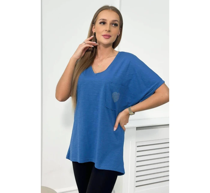 Bavlněná halenka s džínovou kapsou Bavlněná halenka s džínovou kapsou