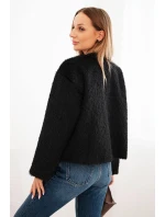 Dámská kožešinová bunda bez zapínání černá