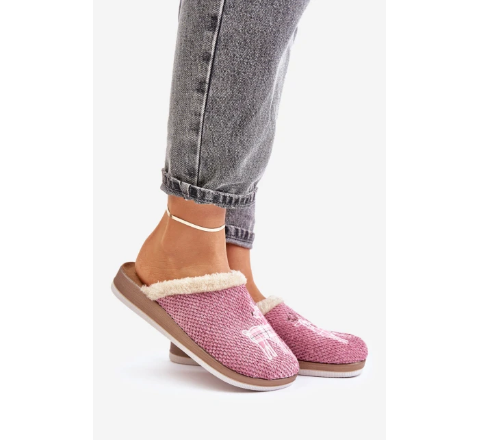 Dámské Pantofle S A Kožíškem  Růžové model 21677372 - Inblu