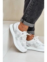 Kožené Sportovní Boty Dámské Sneakers S.Barski LR51-551 Bílé