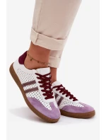Kožené síťované dámské tenisky Zazoo N1318 bílo-fialové