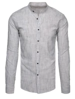 Pánská košile s dlouhým rukávem a stojáčkem šedá FashionStreet DX2659