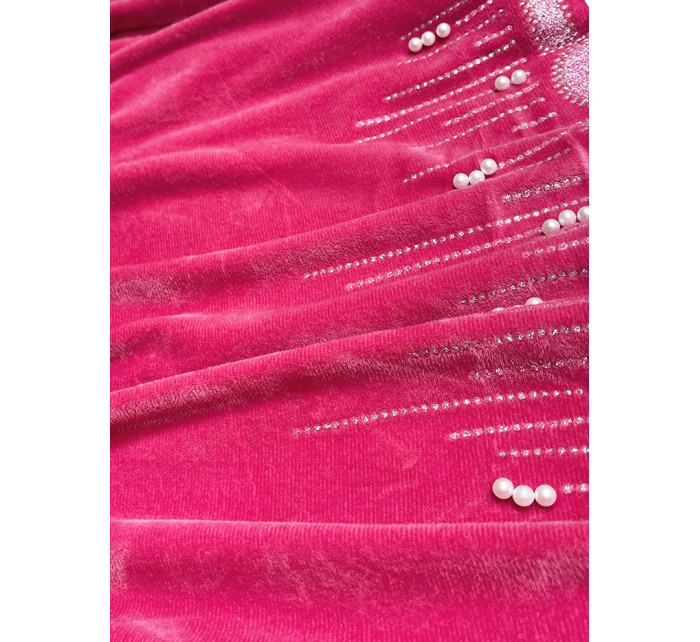 Růžový velurový dres s aplikací (81217)
