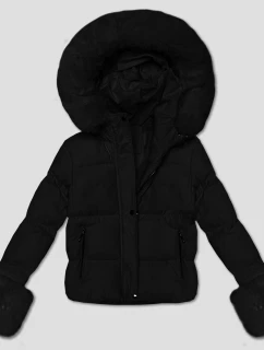 Černá prošívaná dámská zimní bunda s kožešinou model 21463549 - J.STYLE