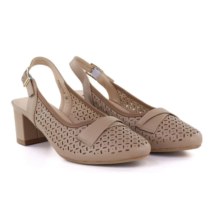 Dámské ažurové lodičky s páskem béžové barvy Jezzi ASA212-8