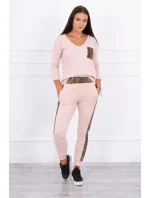 Sada s leopardím potiskem tmavě pudrově růžová