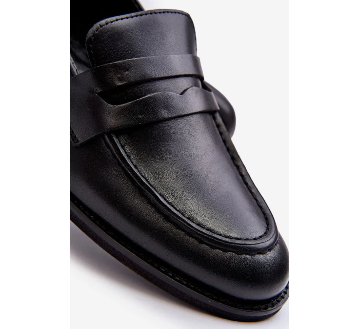 Mužské kožené polobotky Loafersy Zazoo 1570/1 Černé