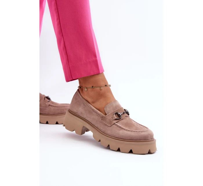 dámské semišové mokasíny béžové model 21655418 - VINCEZA