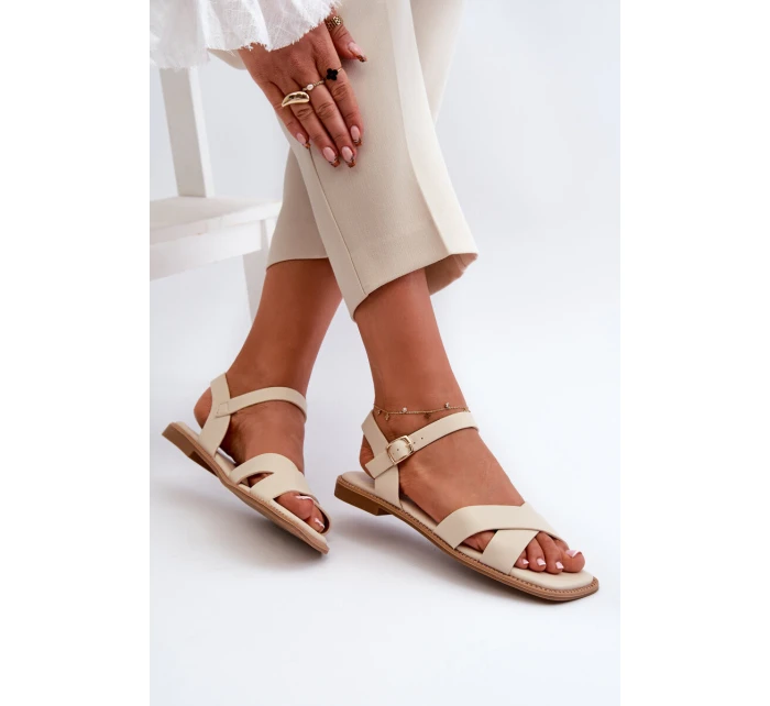 Dámské Ploché Sandály Z Ekokože S.Barski KV27-003 Beige