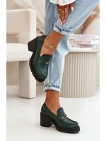 model 21669241 Elegantní dámské polobotky na podpatku přírodní kůže tmavě zelené - Zazoo model 21669241 Elegantní dámské polobotky na podpatku přírodní kůže tmavě zelené - Zazoo