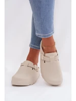 Dámské pěnové pantofle s páskem a sponou béžové Larinie