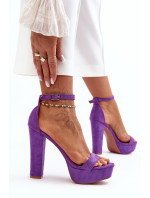 Pohodlné semišové sandály na vysokém podpatku, Purple Essence