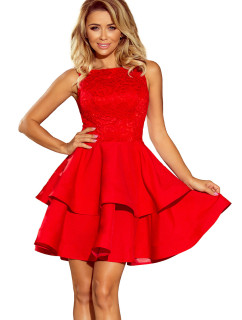 Společenské šaty s krajkovým topem Numoco LAURA - červené