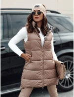 Dámská přechodná prošívaná vesta ELEGANCIO s kapucí oboustranná velbloudí FashionStreet TY4656