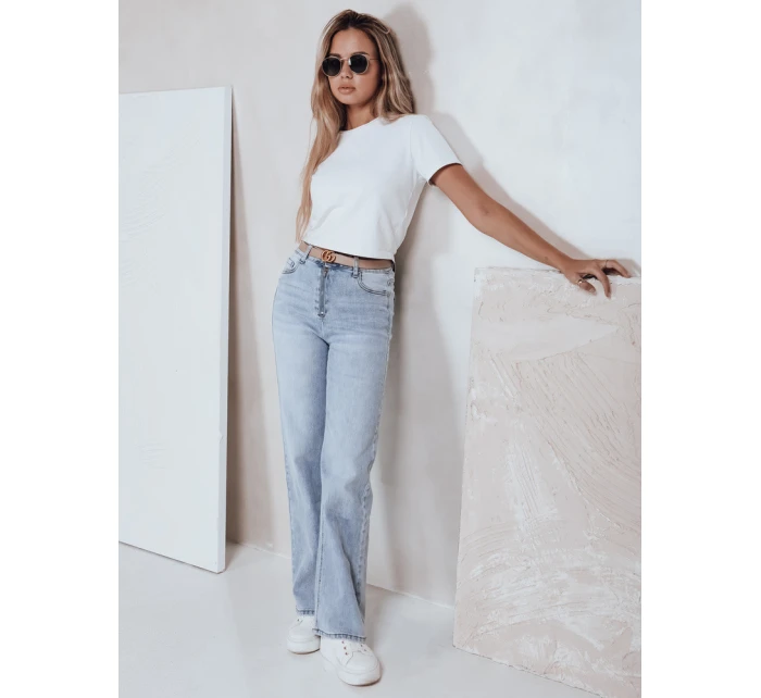 Dámské džíny s vysokým pasem a širokými nohavicemi světle modré FashionStreet UY2786