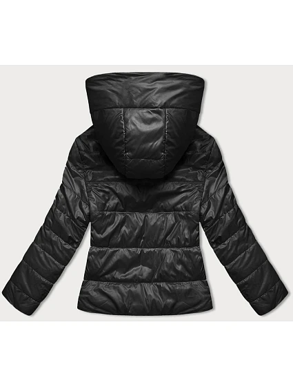 Krátká černá dámská bunda s kapucí model 18841706 - S'WEST