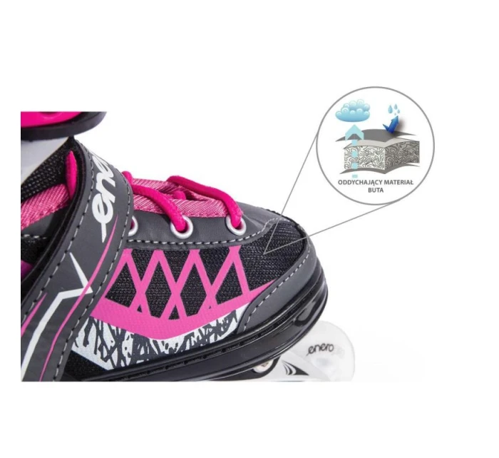 INLINE BRUSLE-KOLEČKOVÉ BRUSLE 4V1 ENERO PRO LED 30-33 PINK-GREY