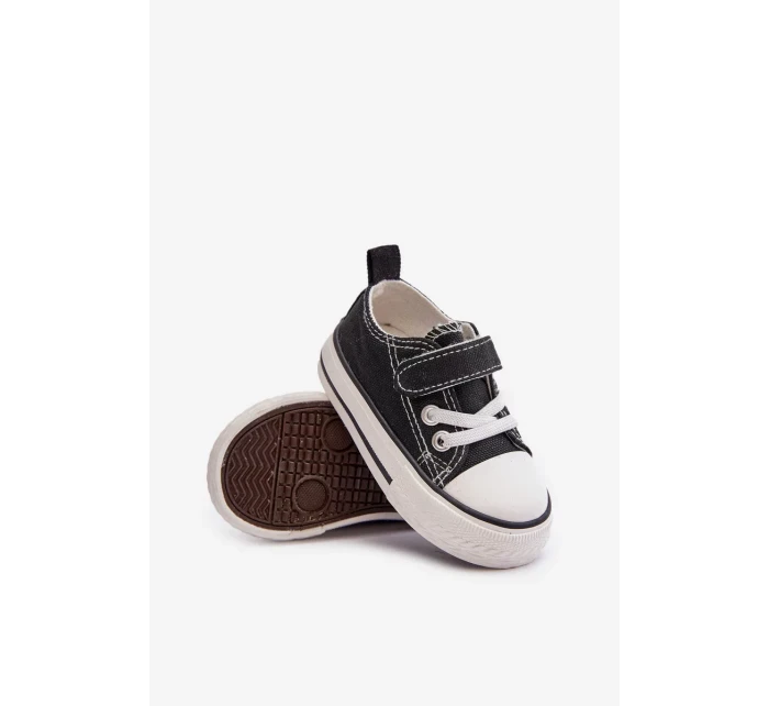 Dětské Plátěné Tenisky Na Suchý Zip Černé Daloma