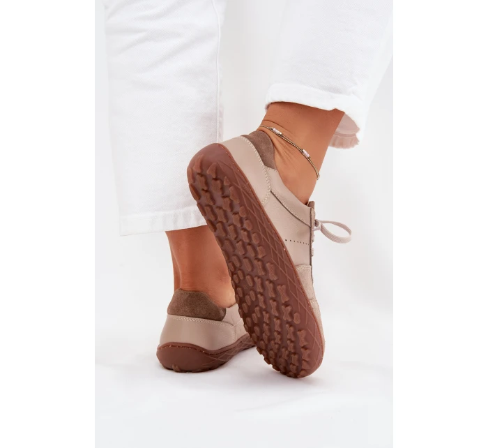 Dámské kožené barefoot tenisky Zazoo – béžové