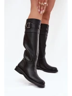 Dámské kozačky na nízkém podpatku se zdobným detailem Arvessa – černé Dámské kozačky na nízkém podpatku se zdobným detailem Arvessa – černé