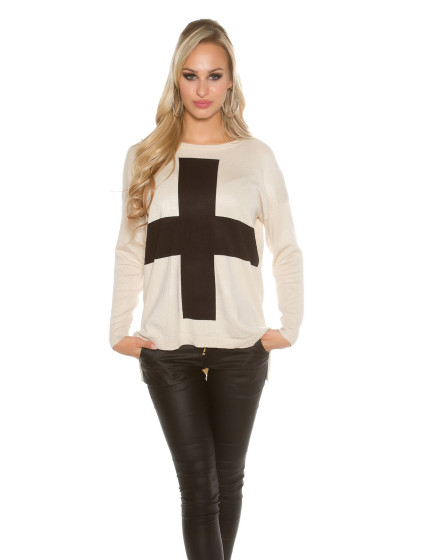 Trendy KouCla Oversize svetr s křížem