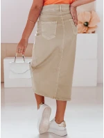 TELL ME MAXI béžová džínová maxi sukně FashionStreet CY0480