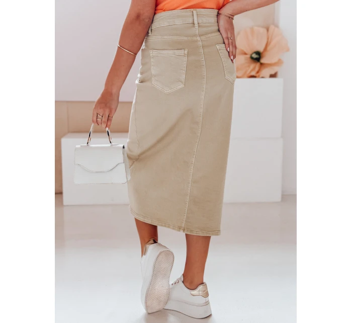 TELL ME MAXI béžová džínová maxi sukně FashionStreet CY0480