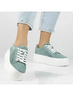 Dámské kožené polobotky ažurové zelené model 22116561 - FILIPPO