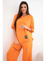 Bavlněný komplet halenka + kalhoty pomeranč