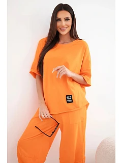 Bavlněný komplet halenka + kalhoty pomeranč