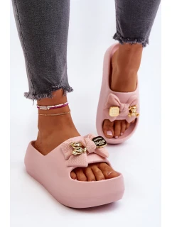 Dámské žabky s mašlí Růžové model 21652092 - Boto