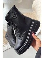 Dámské workery s podšívkou na platformě s ozdobným detailem  Černé model 21708513 - VINCEZA