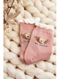 Silné bavlněné ponožky s růžovým medvídkem