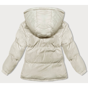 Světle béžová dámská zimní bunda s kapucí (5M3169-62)