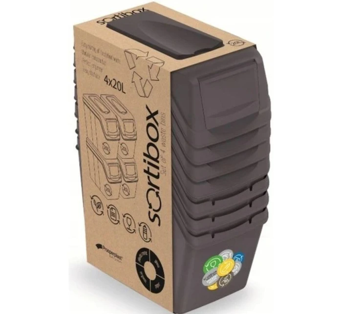 Odpadkový koš 20 l SORTIBOX SET4 PACK ANTHRACITE - konec dětské