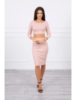 Souprava halenky a sukně tmavě pudrově růžová Souprava halenky a sukně tmavě pudrově růžová