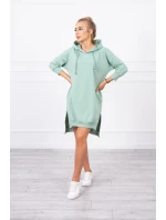 Šaty s kapucí a delšími zády tmavě mátové Šaty s kapucí a delšími zády tmavě mátové
